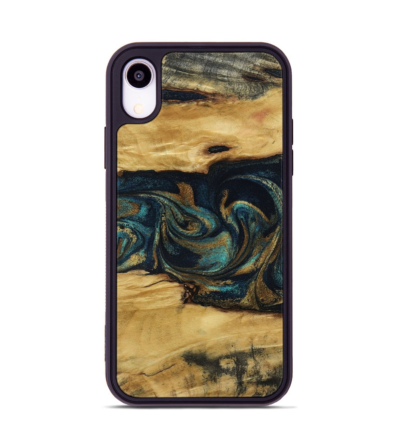 iPhone Xr Wood Phone Case - Jeromy (Teal & Gold, 800766)