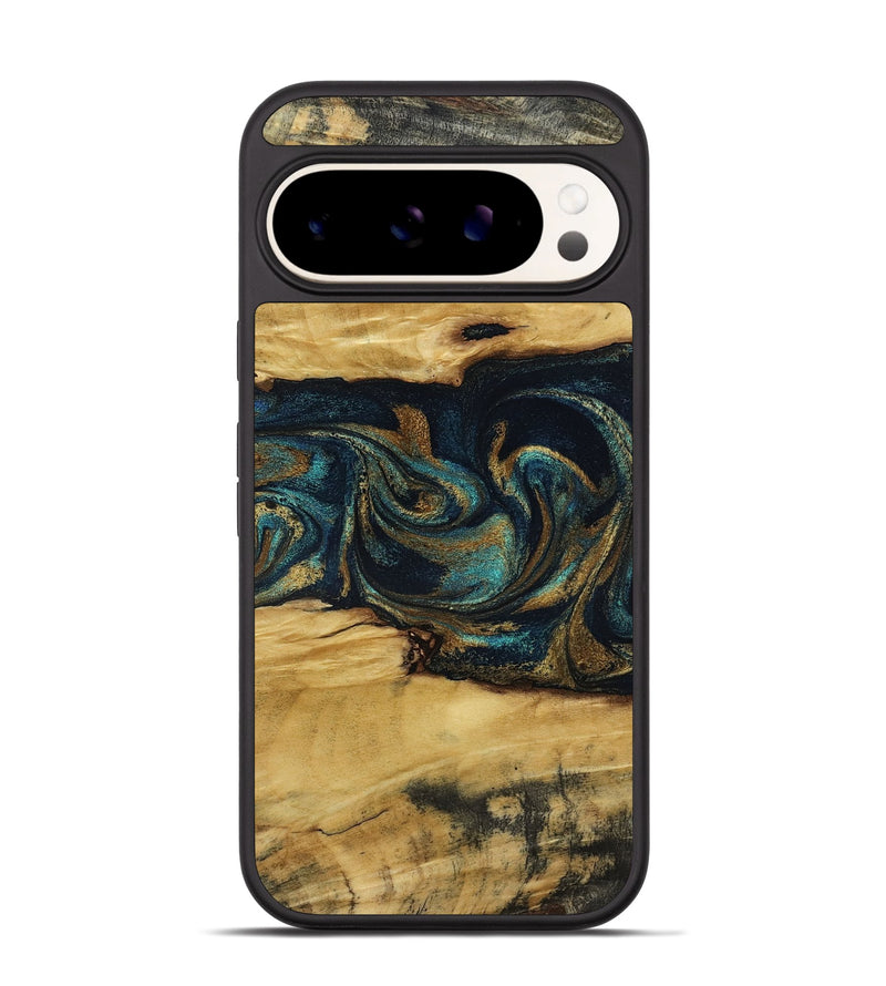 Pixel 9 Wood Phone Case - Jeromy (Teal & Gold, 800766)