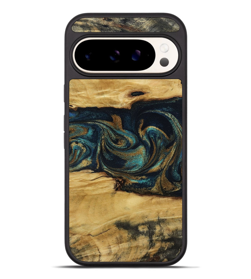 Pixel 9 Pro XL Wood Phone Case - Jeromy (Teal & Gold, 800766)
