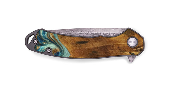 EDC Wood Pocket Knife - Rocio (Teal & Gold, 800771)