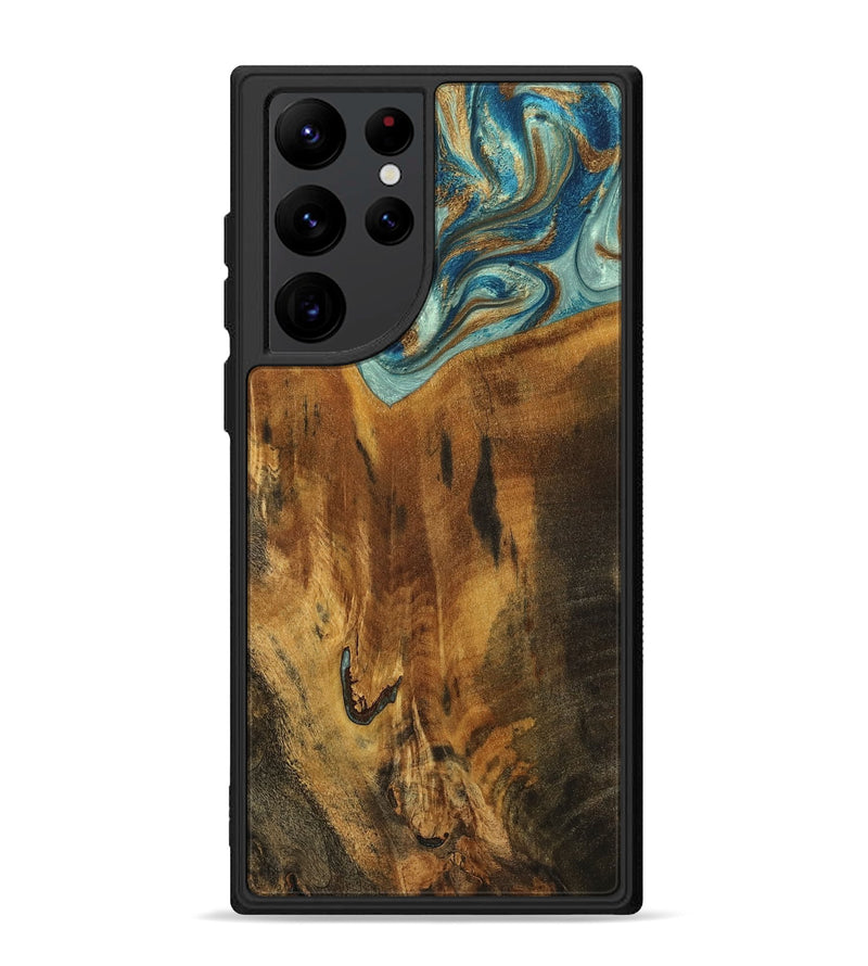 Galaxy S22 Ultra Wood Phone Case - Rocio (Teal & Gold, 800771)