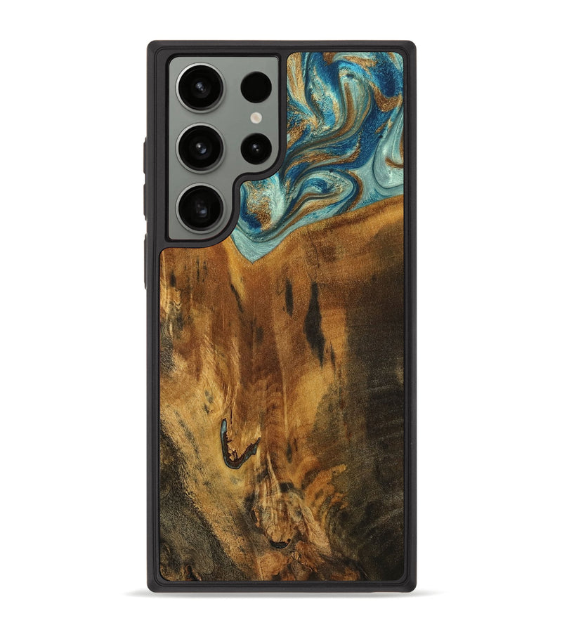 Galaxy S23 Ultra Wood Phone Case - Rocio (Teal & Gold, 800771)