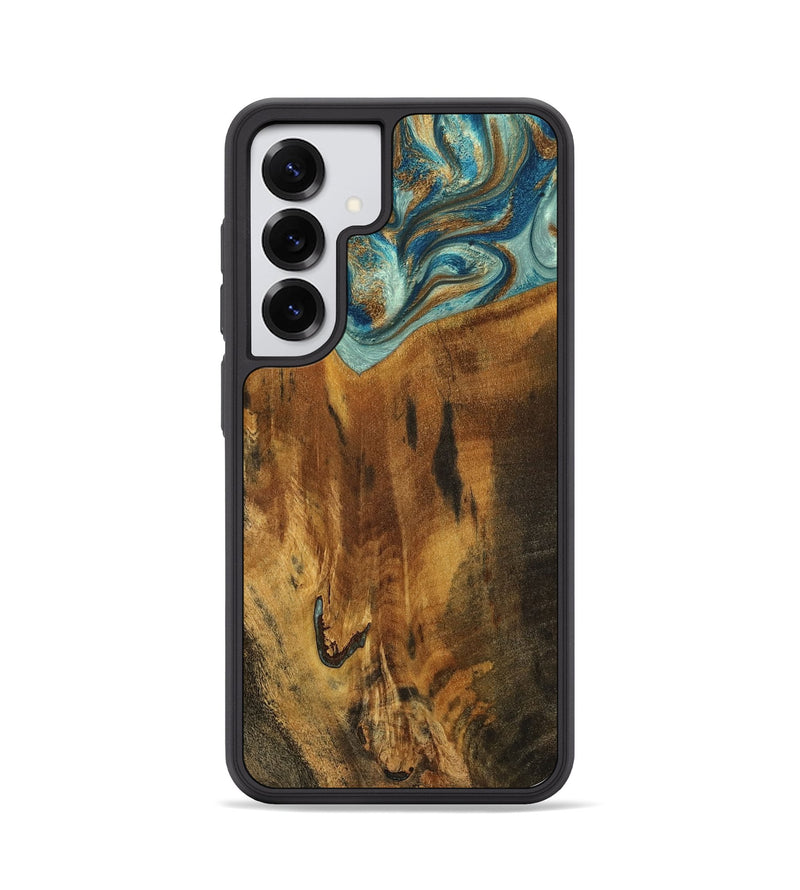 Galaxy S25 Wood Phone Case - Rocio (Teal & Gold, 800771)