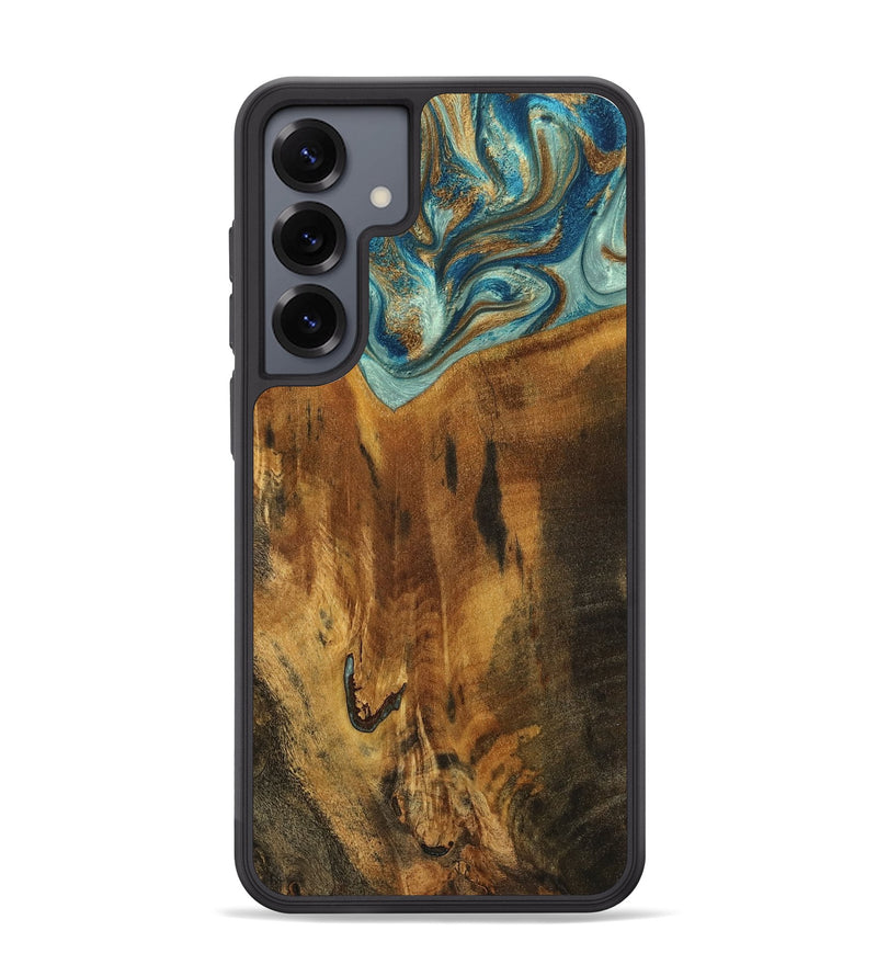 Galaxy S25 Plus Wood Phone Case - Rocio (Teal & Gold, 800771)