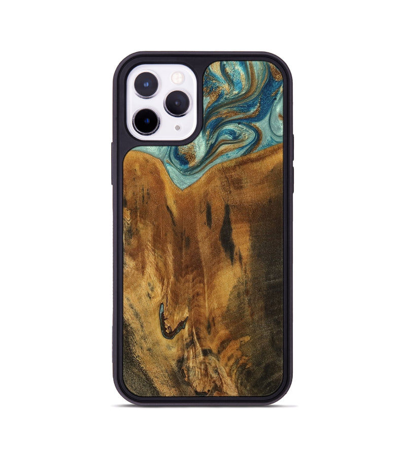 iPhone 11 Pro Wood Phone Case - Rocio (Teal & Gold, 800771)