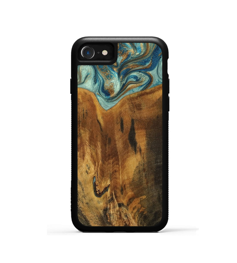 iPhone SE Wood Phone Case - Rocio (Teal & Gold, 800771)