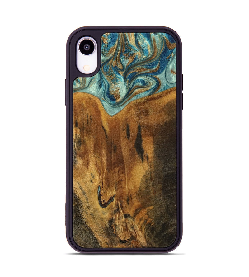 iPhone Xr Wood Phone Case - Rocio (Teal & Gold, 800771)