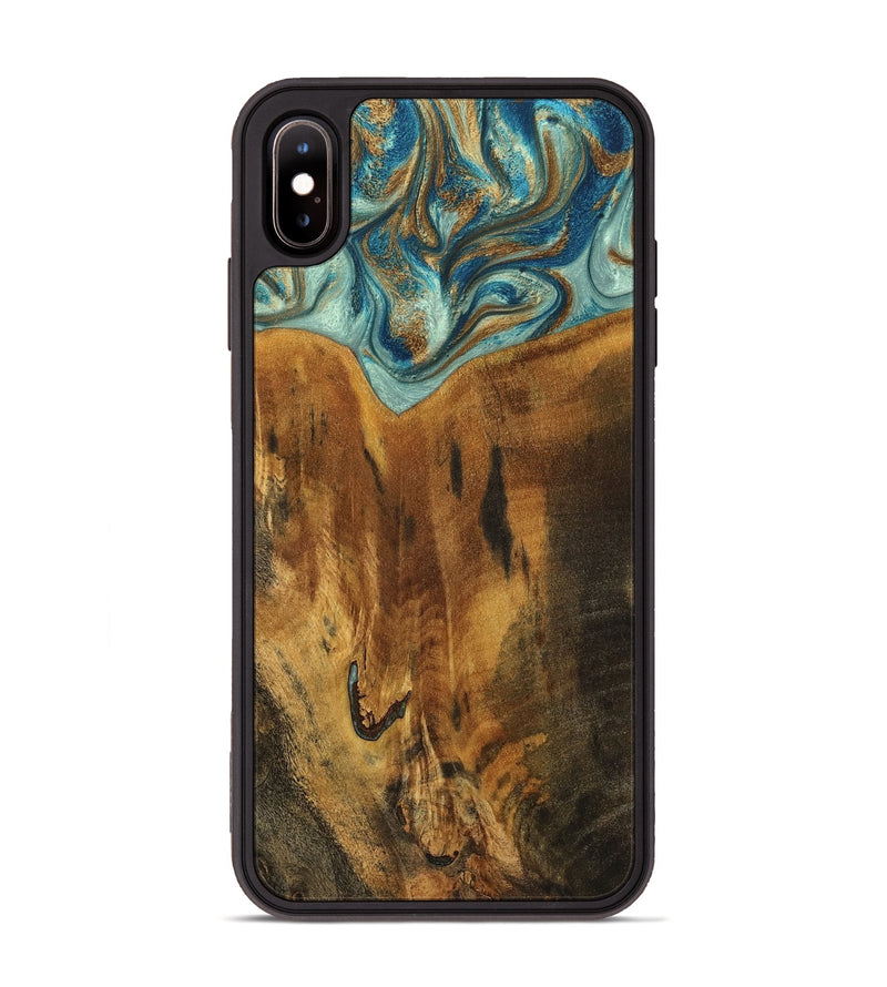 iPhone Xs Max Wood Phone Case - Rocio (Teal & Gold, 800771)