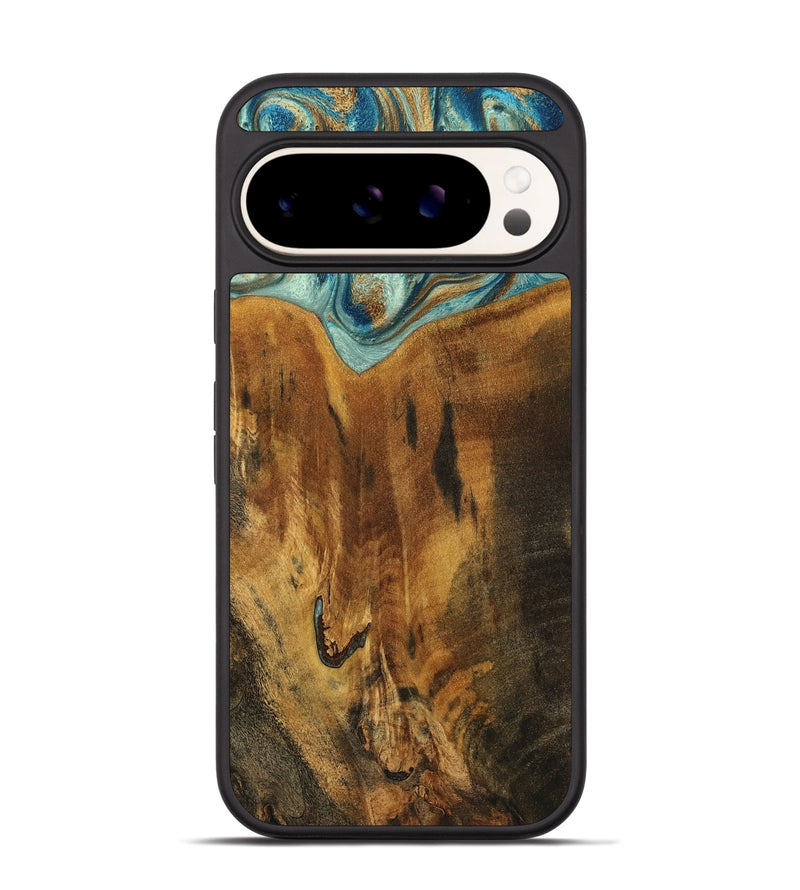 Pixel 9 Wood Phone Case - Rocio (Teal & Gold, 800771)