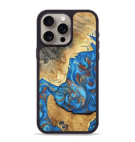 iPhone 15 Pro Max Wood Phone Case - Tasha (Teal & Gold, 800772)