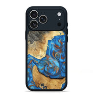iPhone 17 Pro Max Wood Phone Case - Tasha (Teal & Gold, 800772)