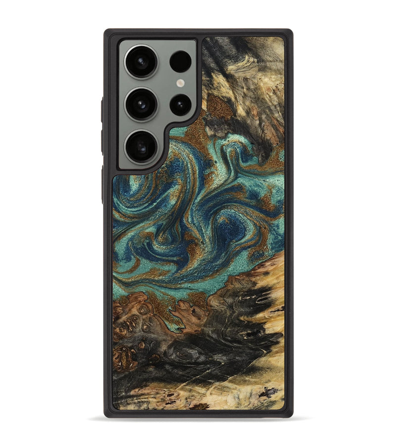 Galaxy S23 Ultra Wood Phone Case - Chelsie (Teal & Gold, 800773)