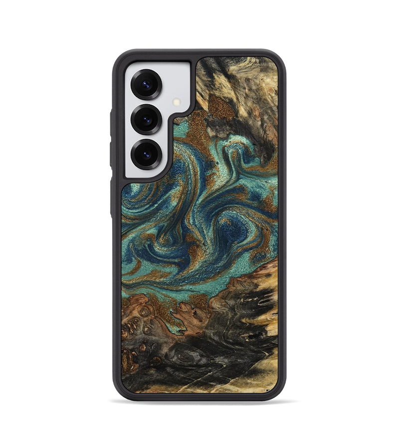 Galaxy S25 Wood Phone Case - Chelsie (Teal & Gold, 800773)