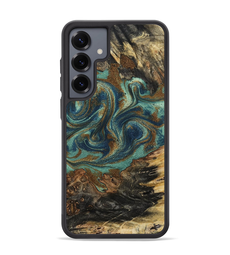 Galaxy S25 Plus Wood Phone Case - Chelsie (Teal & Gold, 800773)