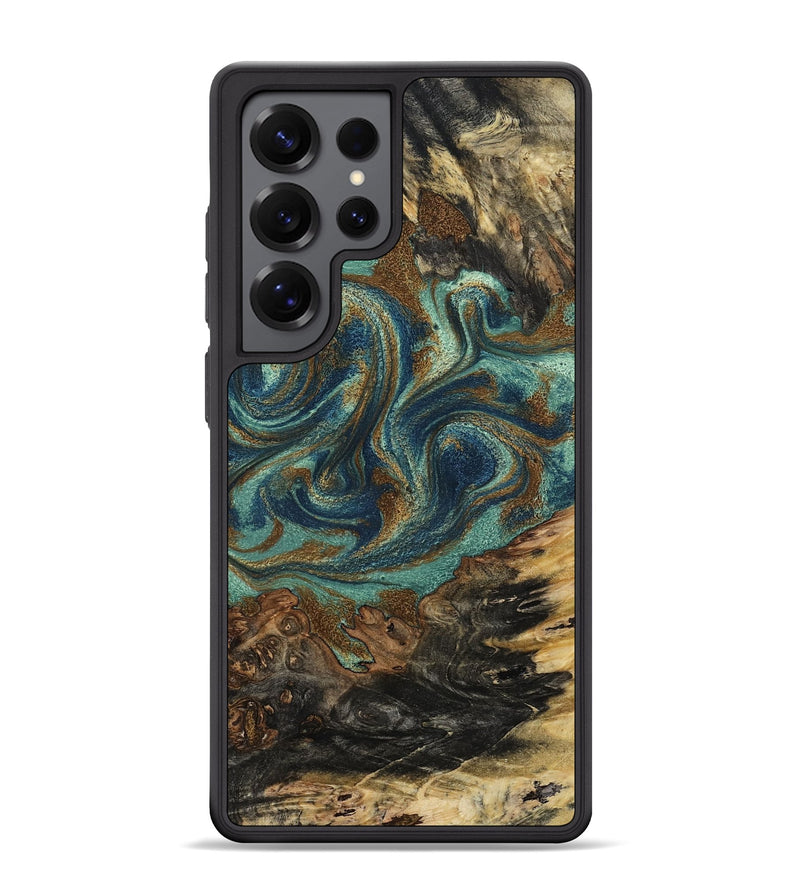 Galaxy S25 Ultra Wood Phone Case - Chelsie (Teal & Gold, 800773)