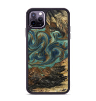 iPhone 11 Pro Max Wood Phone Case - Chelsie (Teal & Gold, 800773)