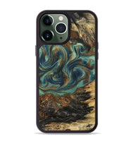 iPhone 13 Pro Max Wood Phone Case - Chelsie (Teal & Gold, 800773)
