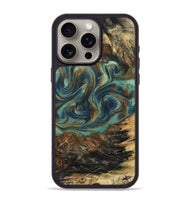 iPhone 15 Pro Max Wood Phone Case - Chelsie (Teal & Gold, 800773)