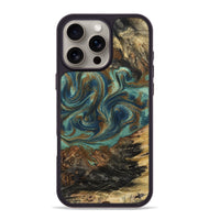 iPhone 16 Pro Max Wood Phone Case - Chelsie (Teal & Gold, 800773)