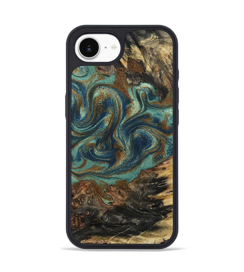 iPhone 16e Wood Phone Case - Chelsie (Teal & Gold, 800773)