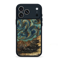 iPhone 17 Pro Max Wood Phone Case - Chelsie (Teal & Gold, 800773)