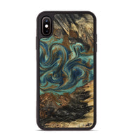 iPhone Xs Max Wood Phone Case - Chelsie (Teal & Gold, 800773)