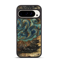 Pixel 9 Pro Wood Phone Case - Chelsie (Teal & Gold, 800773)