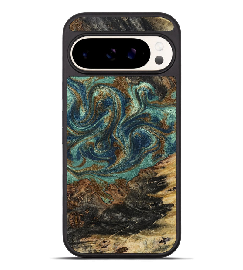 Pixel 9 Pro XL Wood Phone Case - Chelsie (Teal & Gold, 800773)