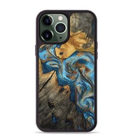 iPhone 13 Pro Max Wood Phone Case - Sherlyn (Teal & Gold, 800774)