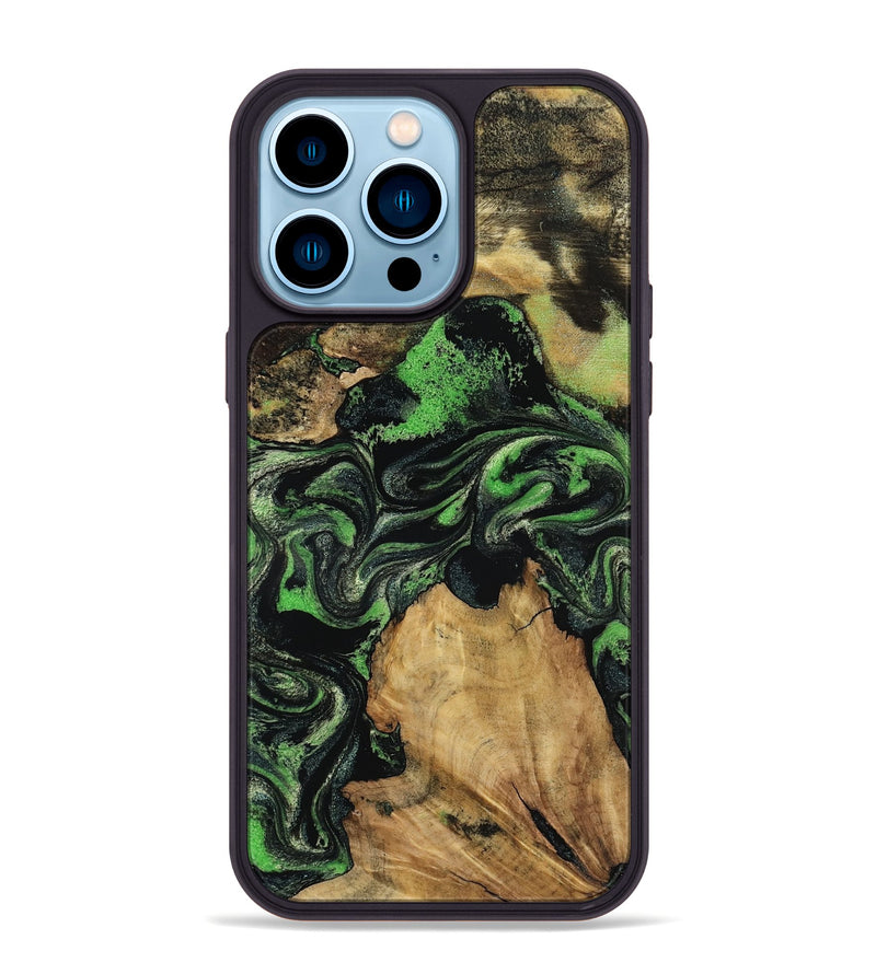 iPhone 14 Pro Max Wood Phone Case - Marlys (Green, 800779)