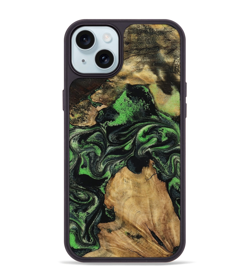 iPhone 15 Plus Wood Phone Case - Marlys (Green, 800779)