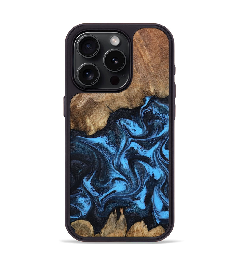 iPhone 15 Pro Wood Phone Case - Kaya (Blue, 800802)