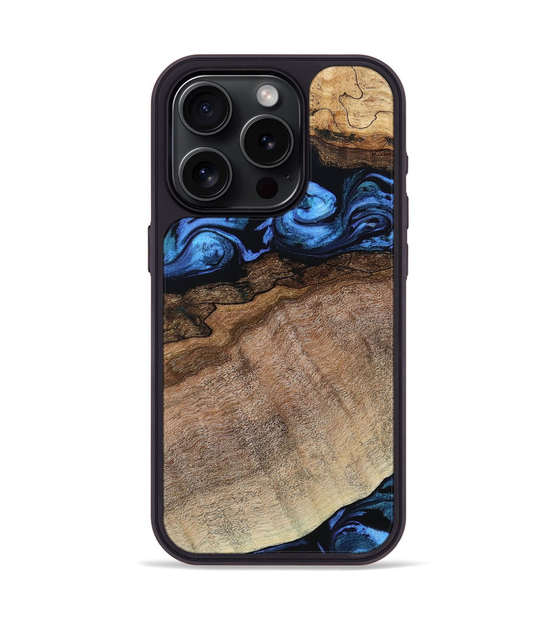iPhone 15 Pro Wood Phone Case - Abel (Blue, 800803)