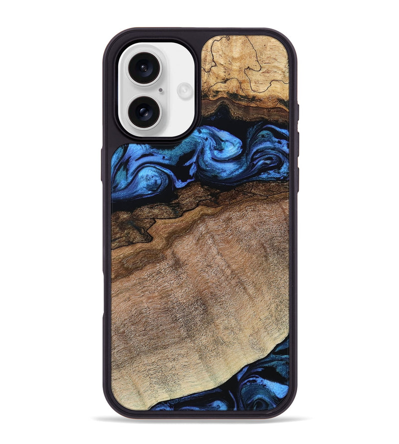 iPhone 16 Plus Wood Phone Case - Abel (Blue, 800803)