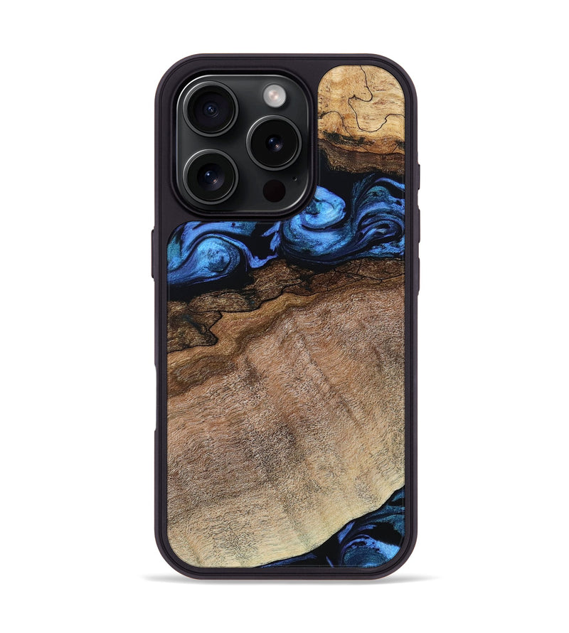 iPhone 16 Pro Wood Phone Case - Abel (Blue, 800803)