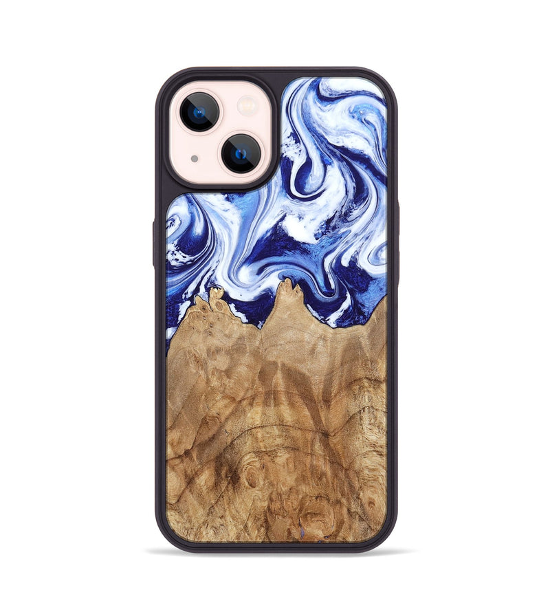iPhone 14 Wood Phone Case - Maybell (Blue, 800805)