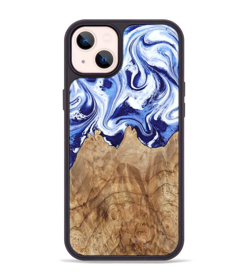 iPhone 14 Plus Wood Phone Case - Maybell (Blue, 800805)