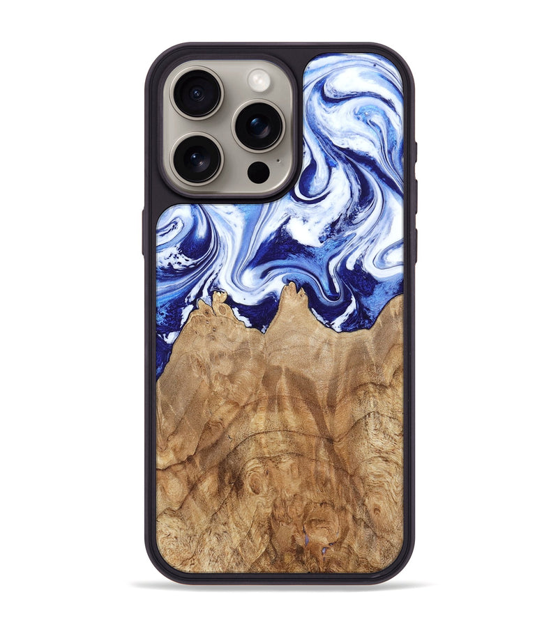 iPhone 15 Pro Max Wood Phone Case - Maybell (Blue, 800805)