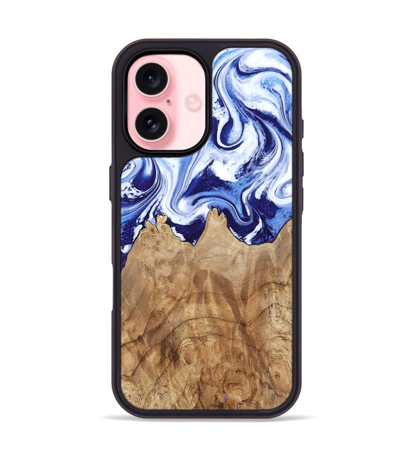 iPhone 16 Wood Phone Case - Maybell (Blue, 800805)