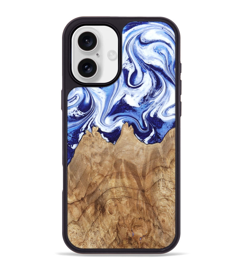 iPhone 16 Plus Wood Phone Case - Maybell (Blue, 800805)