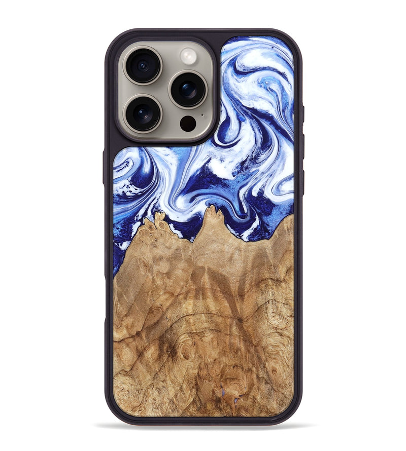 iPhone 16 Pro Max Wood Phone Case - Maybell (Blue, 800805)