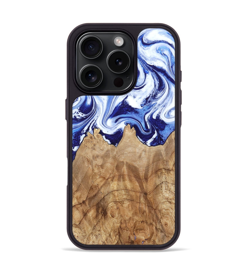 iPhone 16 Pro Wood Phone Case - Maybell (Blue, 800805)