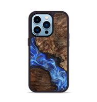 iPhone 14 Pro Wood Phone Case - Johnie (Blue, 800809)