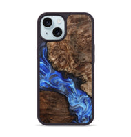 iPhone 15 Wood Phone Case - Johnie (Blue, 800809)