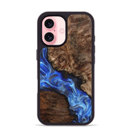 iPhone 16 Wood Phone Case - Johnie (Blue, 800809)