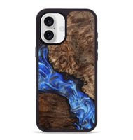 iPhone 16 Plus Wood Phone Case - Johnie (Blue, 800809)