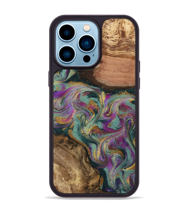 iPhone 14 Pro Max Wood Phone Case - Dayna (Green, 800814)