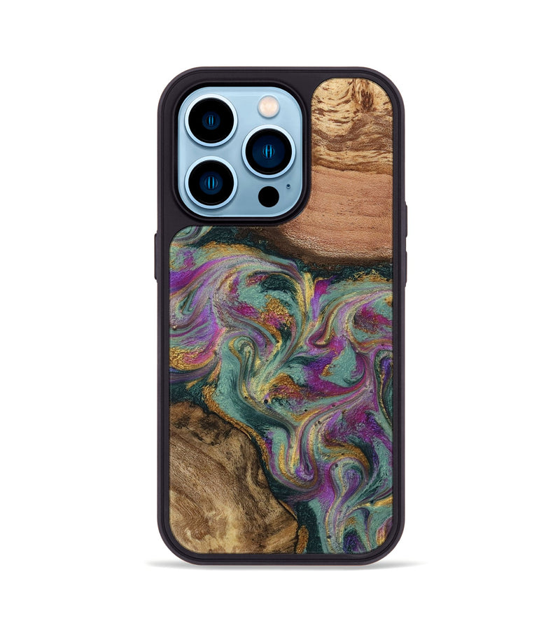 iPhone 14 Pro Wood Phone Case - Dayna (Green, 800814)