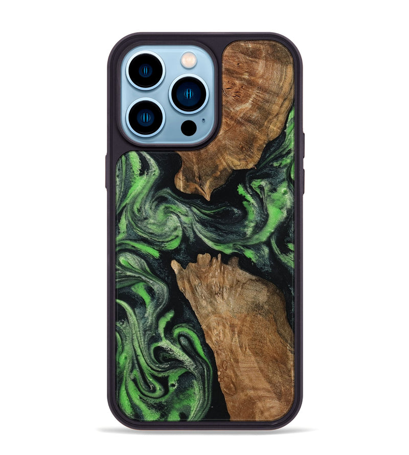 iPhone 14 Pro Max Wood Phone Case - Andre (Green, 800815)