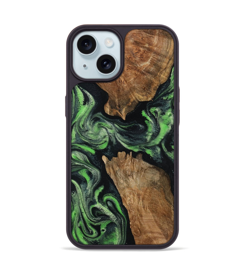 iPhone 15 Wood Phone Case - Andre (Green, 800815)